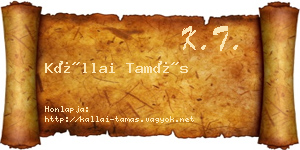 Kállai Tamás névjegykártya